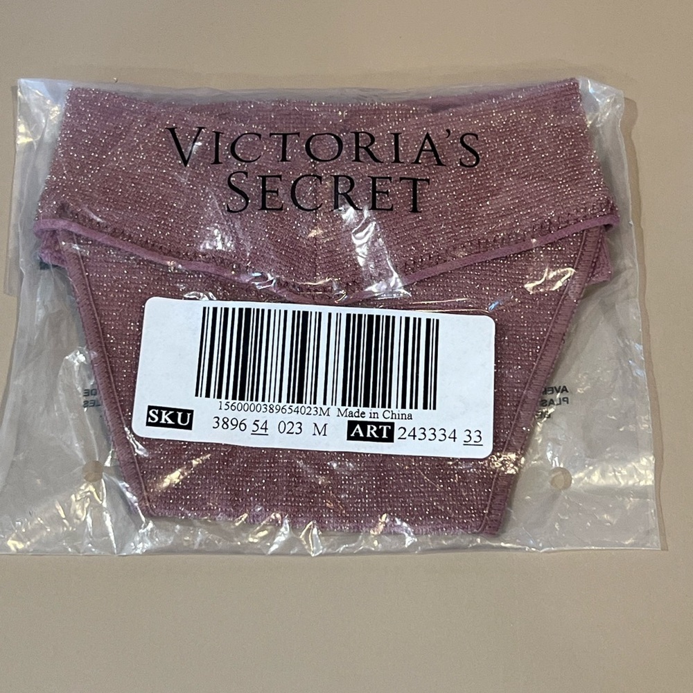 NEW 🌟 Victoria’s Secret PINK Mauve Glitter ✨ Gold THONGS Large L Available - Picture 5 of 6